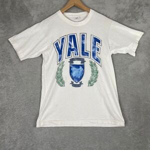 Vintage Yale T Shirt Mens Medium White Ivy League Fuit Of Loom 90s USA Made